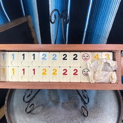 VTG Rummikub 1960’s All Wood Box & Wood Sides W/ Metal Brackets- 106 TILES EUC
