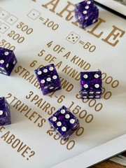 Resin Dice Set 6pcs – Violet Galaxy Glitter – Handmade Replacement Dice Games