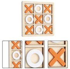 Wooden Board Tic TAC Toe Game XO Table Toy Educational for Adult Kids