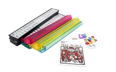 American Mahjong Set – Red Burgundy Soft Bag – 166 White Engraved Tiles, 4 Al…