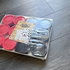 Jumbo 2-in-1 Game Board Set Checkers & Tic Tac Toe w/ Red & Black Pieces