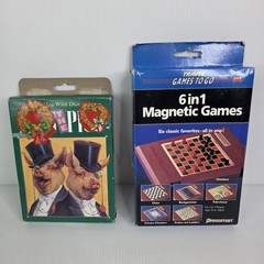 Vtg Pressman 6 in 1 Travel Magnetic Games to Go 1994 and Pass the Pigs Game 1991