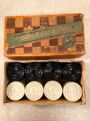 Soviet checkers in original box USSR vintage complete set Шашки 1960s Ukraine