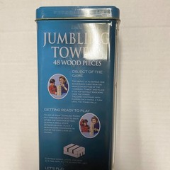 Tumbling Tower by Cardinal 48 Stacking Wood Pieces Metal Tin Used 5 & Up 1999