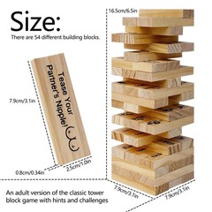 Pakoc Couples Game Wooden Tumbling Tower Game 48 Wooden Stacking Game