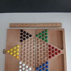 Chinese Checkers Game Set , Wood, Folding Portable. Some Of The Glass…