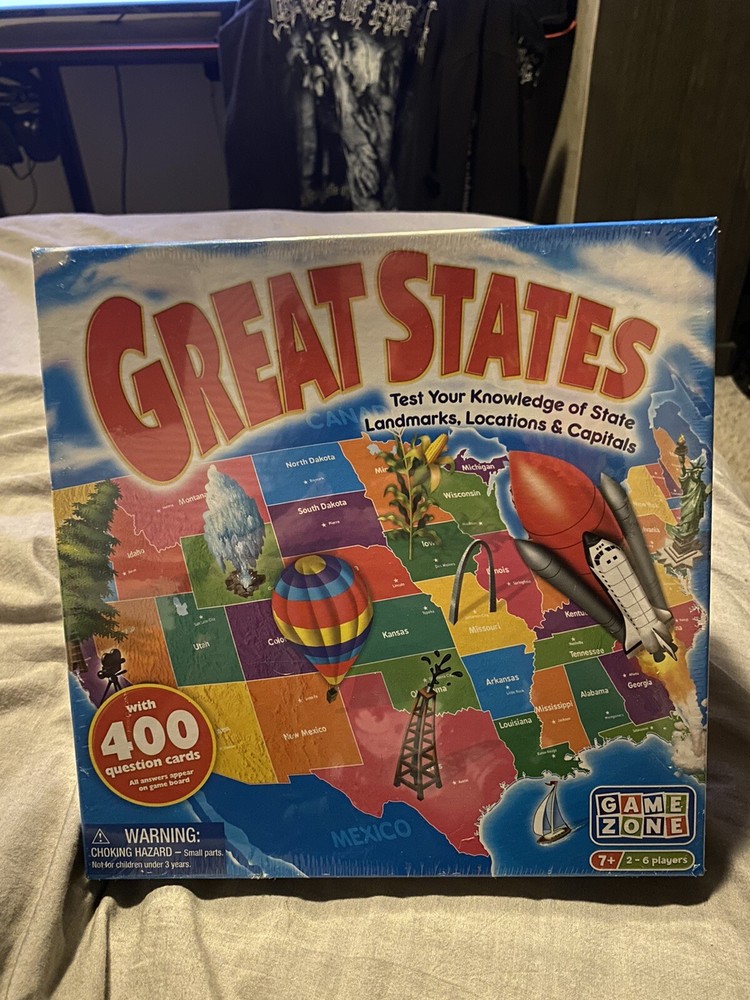 Game Zone Great States Geography Board Game, New And Sealed