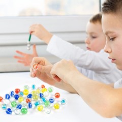 POPLAY Marbles for Kids, 115PCS Cat Eye Glass Marble, Medium, 5 Multicolored