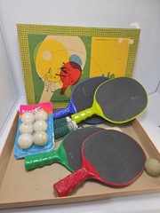 Vintage TABLE TENNIS SET Very Good Condition Pressman Toy Corporation Complete