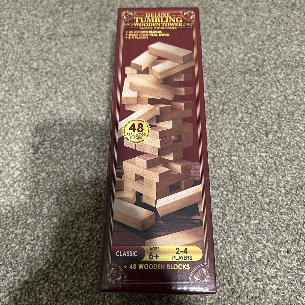 NIB Deluxe Tumbling Wooden Tower Game NEW