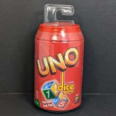 Uno Dice Game Tin Soda Pop Can Coin Bank Red 2011 Mattel New SEALED