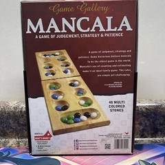 MANCALA Strategy Game Multi Color Stone Folding Wood Board Box DMG