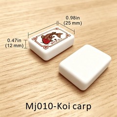 Premium Polished White Acrylic US Mahjong Set Clear Floral & Koi Engraving