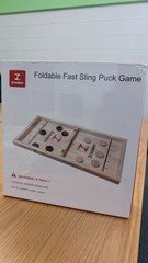 Foldable Wooden Fast Sling Puck & Chess Game. New game with light damage to box