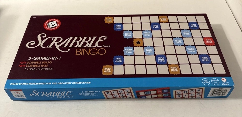 Scrabble Bingo 3-in-1 Word Games by Hasbro – 2023 Edition – Complete!