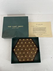 THE LAST MOVE Classic Edition Hexagonal Peg Solitaire Board Game Walnut 24K Gold