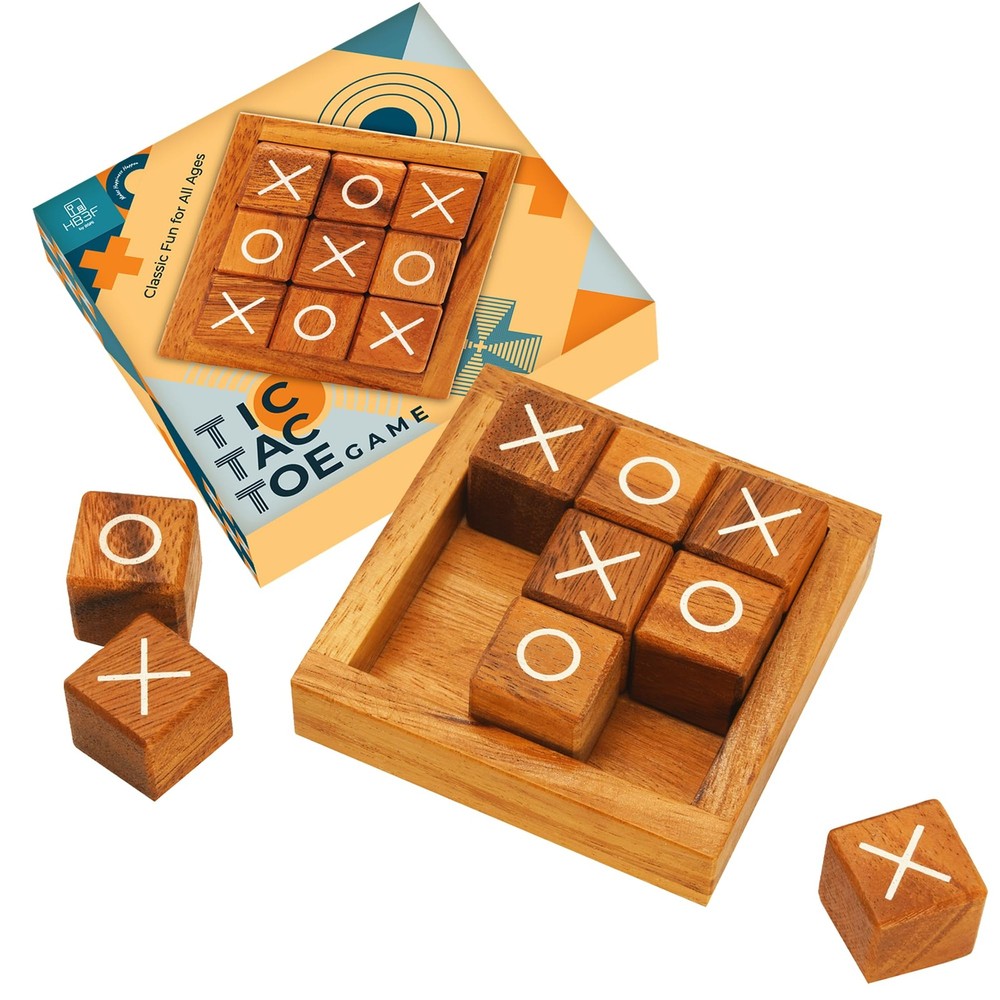Wooden Tic Tac Toe Coffee Table Decor Game Living Room Home Office Decorative…