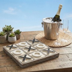Jevergn 12.6 Large Wooden Tic Tac Toe Game Rustic Coffee Table Game Wood