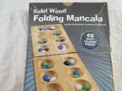 Cardinal Solid Wood Folding Mancala Game Board 48 Multi Color Stones NOS Age 6+