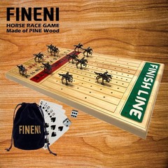 Elegant Pine Wood Horse Racing Game, Metal Miniatures, Family Board Game