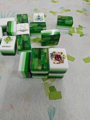 Bamboo Style 4-Layer Emerald Green Back American Mahjong Tiles