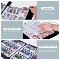 ProCase 900 Pockets Card Binder with Clear 33.5 cm x 27.5 x 5.5 cm, Black