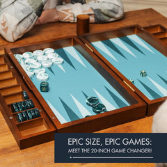 20 Inch Large Backgammon Sets for Adults, Green Backgammon Board, Solid Wood. Re