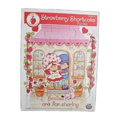 Vintage Strawberry Shortcake Lot- Board Game, 3 Puzzles & 4 Vinyl Records