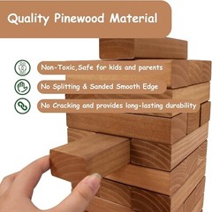 Giant Tumble Tower Blocks Wooden 54 Piece Game Set for Indoor Outdoor Fun