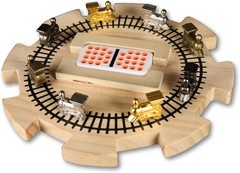 NEW Mexican Train Dominoes Set Double 15 Color Dots w Hub Trains Case