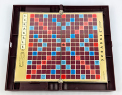 Milton Bradley SCRABBLE Deluxe Travel Edition Folding Board 100 Wood Tiles 100%