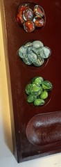Mancala Game Solid Dark Wood Folding Multi-Color Stones Complete Cardinal