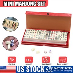 Portable Mini Mahjong Set, Indoor Entertainment Accessories with Carrying Case