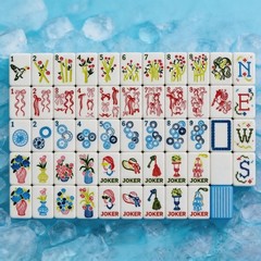 Blue Stripe 4-Layer Acrylic Mahjong Tiles American Set 160 Pcs – US Fast Ship!