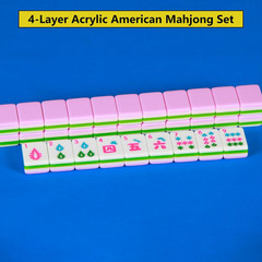 Pink 4 Layer Mahjong Set 166 American Mahjong Set 1.2-Inch Acrylic Mahjong Tile