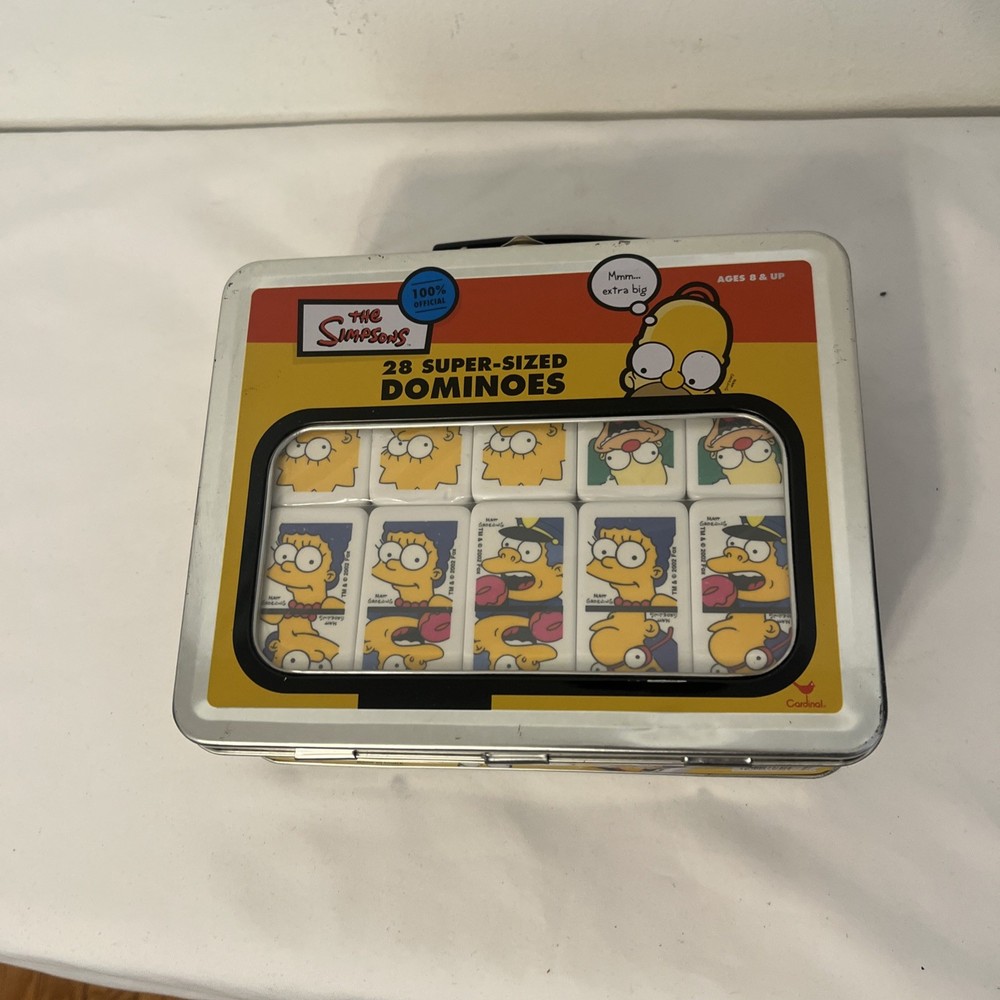 The Simpsons 28 Super-Sized Dominoes Game Lunchbox Style Tin New 2002
