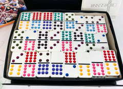 Mexican Train 91 Dominoes Puremco with Case ~ ChickenFoot ~ Complete