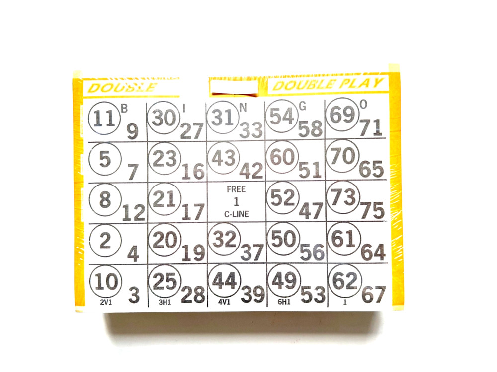 1 on Double Action Double Play Bingo Paper Cards-Pack of 500-Color Yellow Border