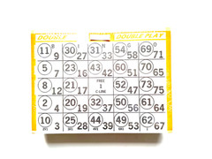 1 on Double Action Double Play Bingo Paper Cards-Pack of 500-Color Yellow Border