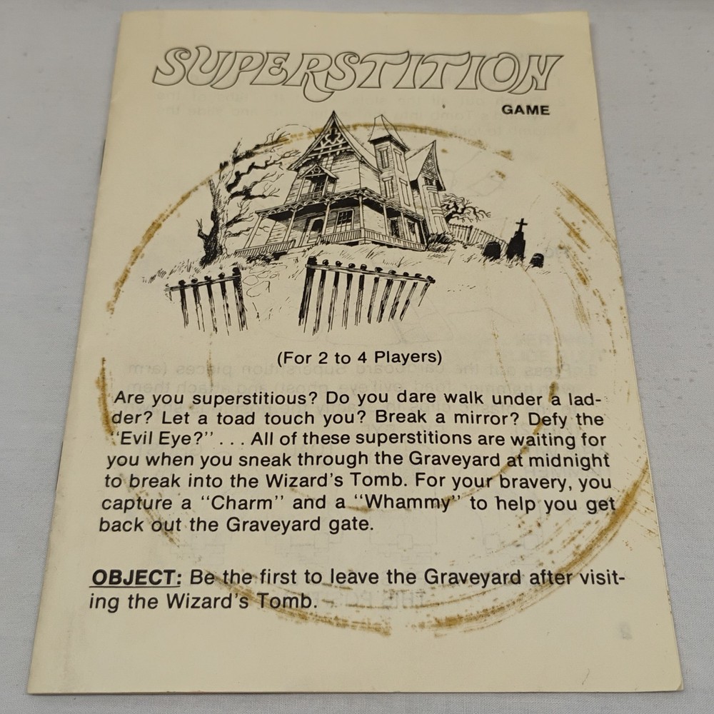 Instructions Manual Superstition Milton Bradley 1977 Board Game Replacement