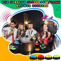 Vibrant 4 Piece Recordable Buzzer Set with Light-Up Feature for Trivia Games