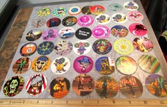 Pog Pogs game set of 42 various Misc pog playing caps pieces, great set!