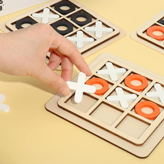 Wooden Board Tic Tac Toe Game XO Table Toy Classical Family Children Puzzle Game