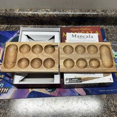MANCALA Strategy Game Multi Color Stone Folding Wood Board Box DMG