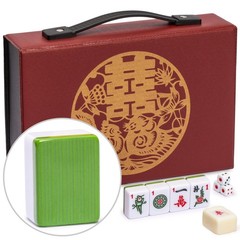 Yellow Mountain Imports Chinese Mahjong Set – 9.5 x 7.7 x 2.2 inches, Green