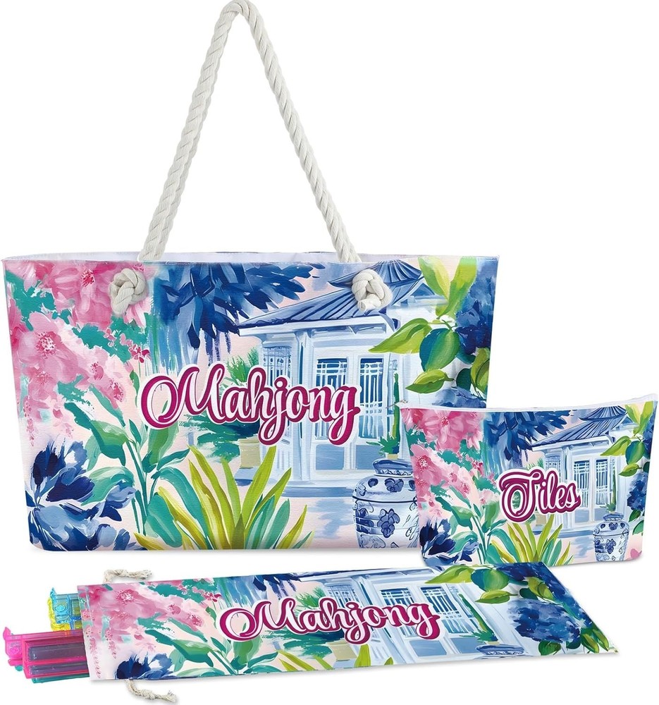 Empty Mahjong Bags Set for Tiles and Racks 24x13x4.7 Inch American Mahjong Ca…