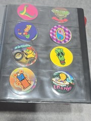 Vintage Pogs Milk Caps 90’s Lot 64 Pieces Mixed Collection in Binder Sleeves