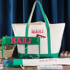 3 Pcs Empty Mahjong Canvas Bag Gift Embroidered American Mahjong Set Incl Til…