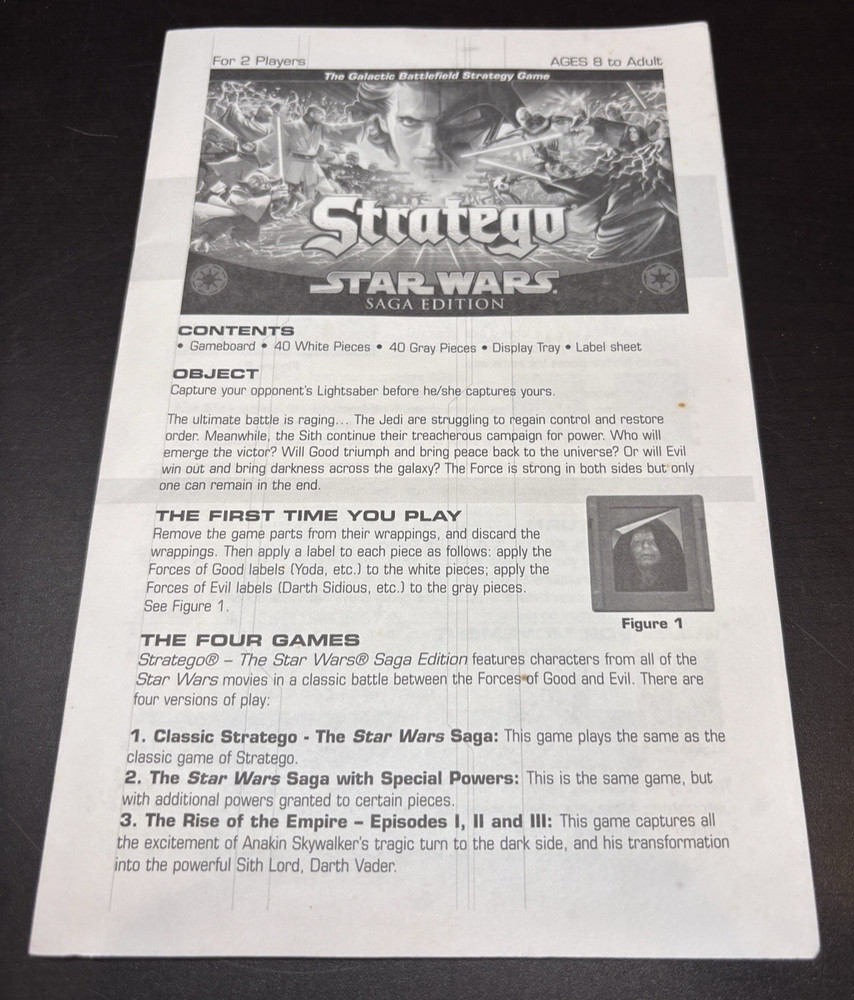 Star Wars Stratego Saga Edition 2002 Instructions Manual Replacement Rules