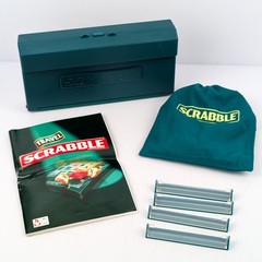 Vintage Scrabble Board Game Travel Hard Case Green 100% COMPLETE